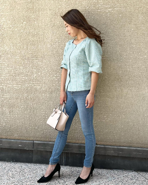 ビジュー付きスウェットチュニック