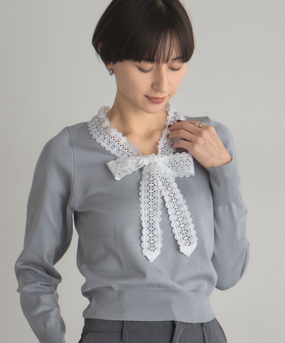 ケミカルレースボウタイニット