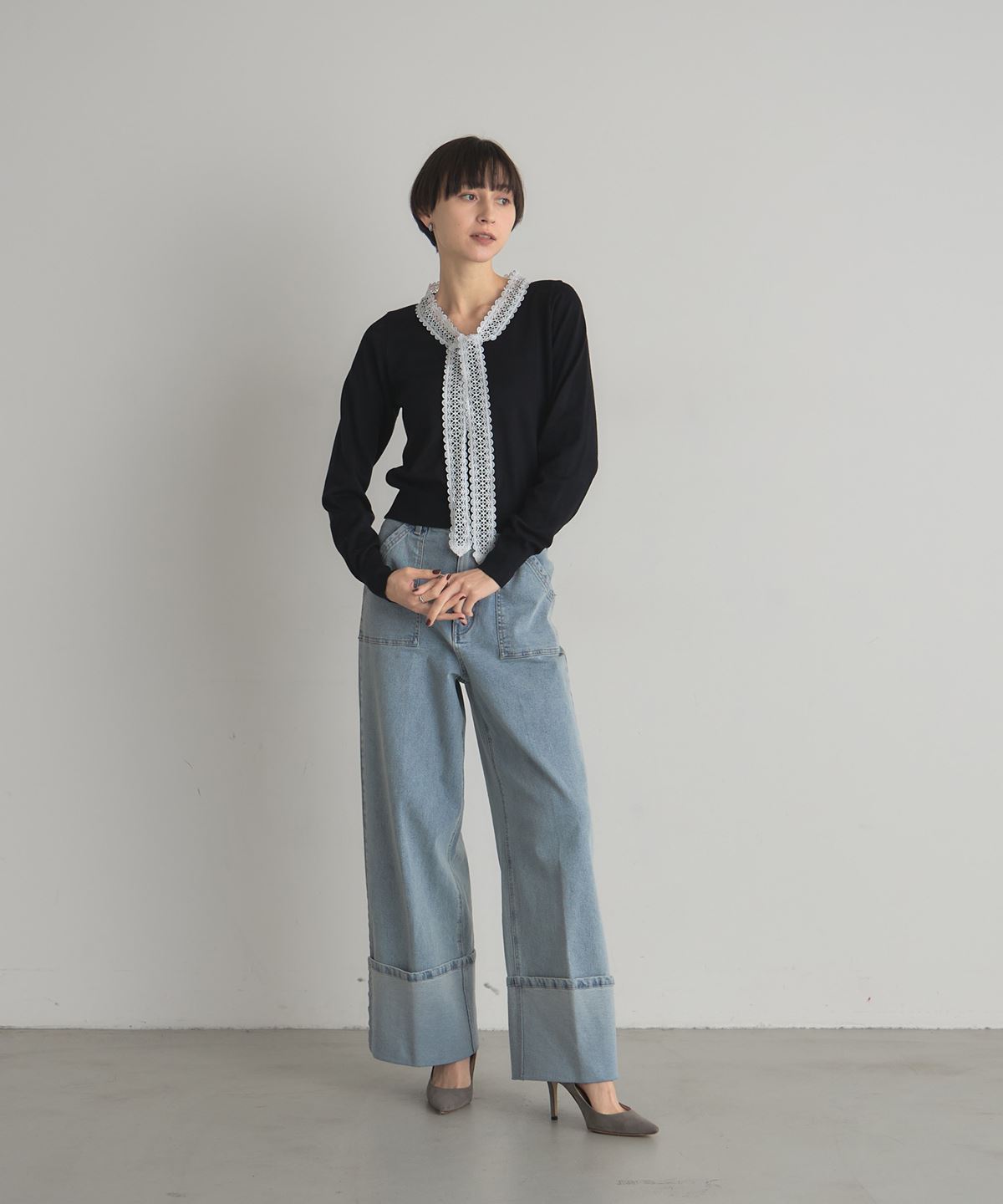 Rシェリエ　ケミカルレースニット ケミカルレース＆ウール ニットジレ 通販 - ディノス