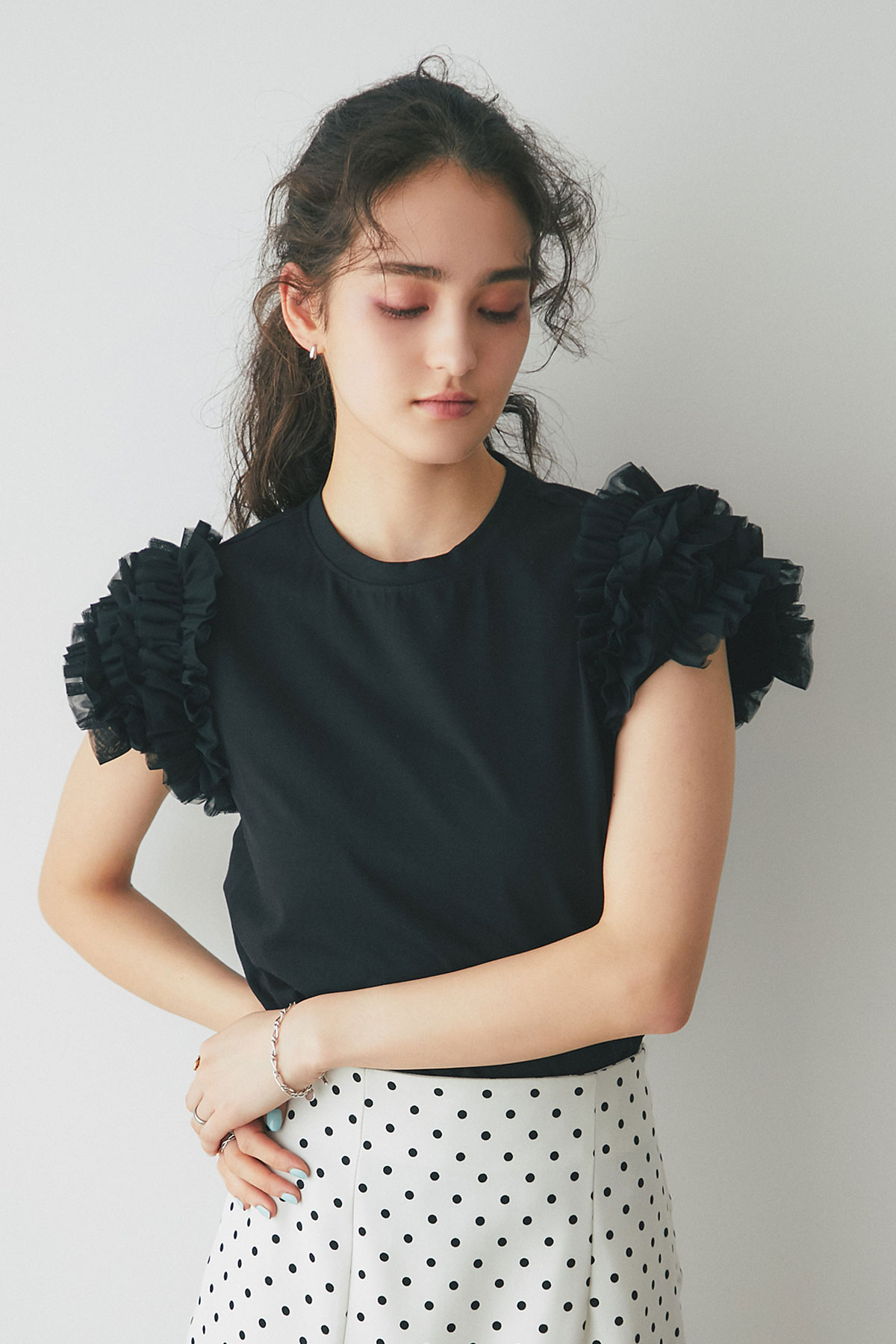 ビジュー付きスウェットチュニック