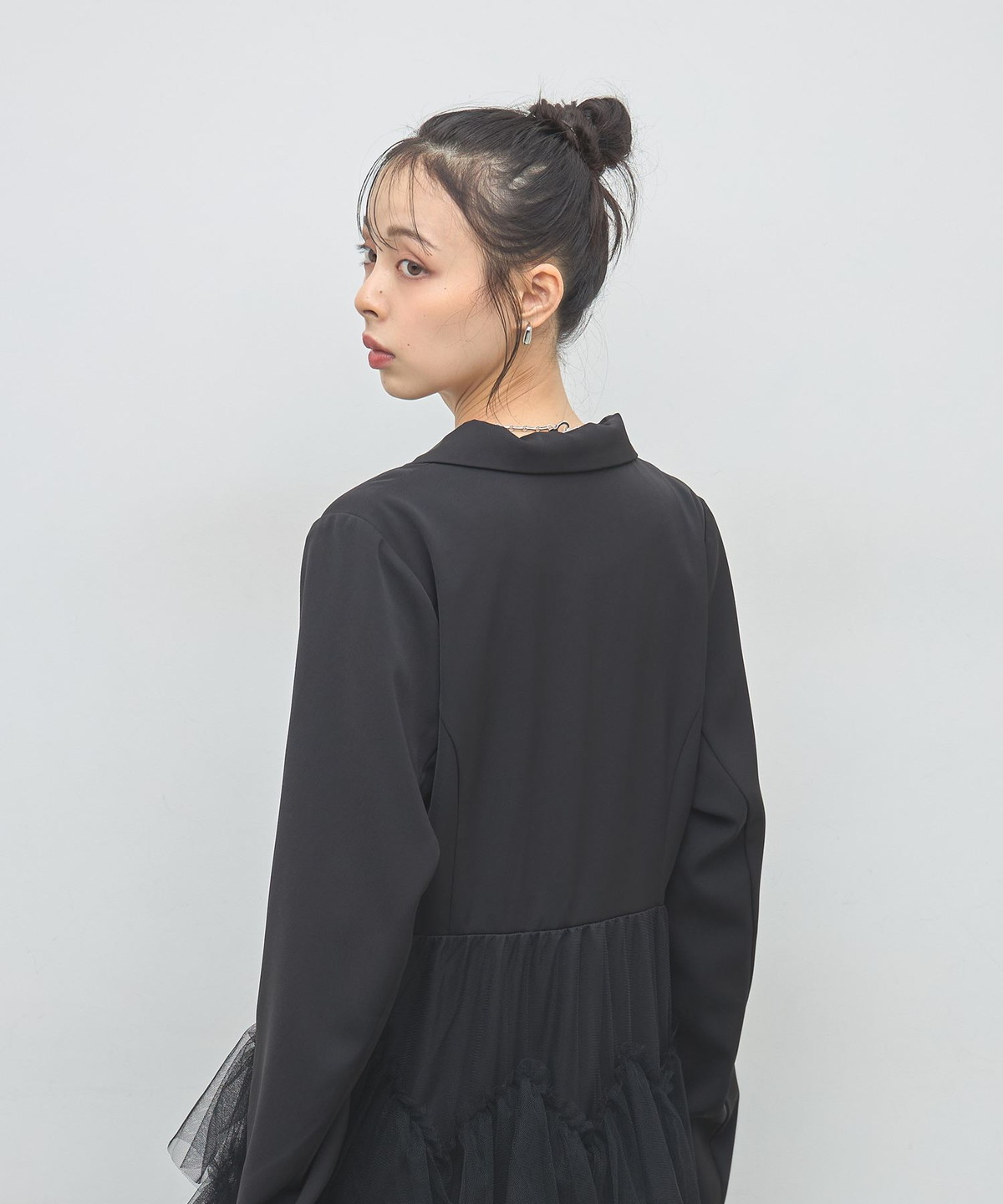 前田敦子さんカタログ着用】ジャケットドッキングチュールワンピース