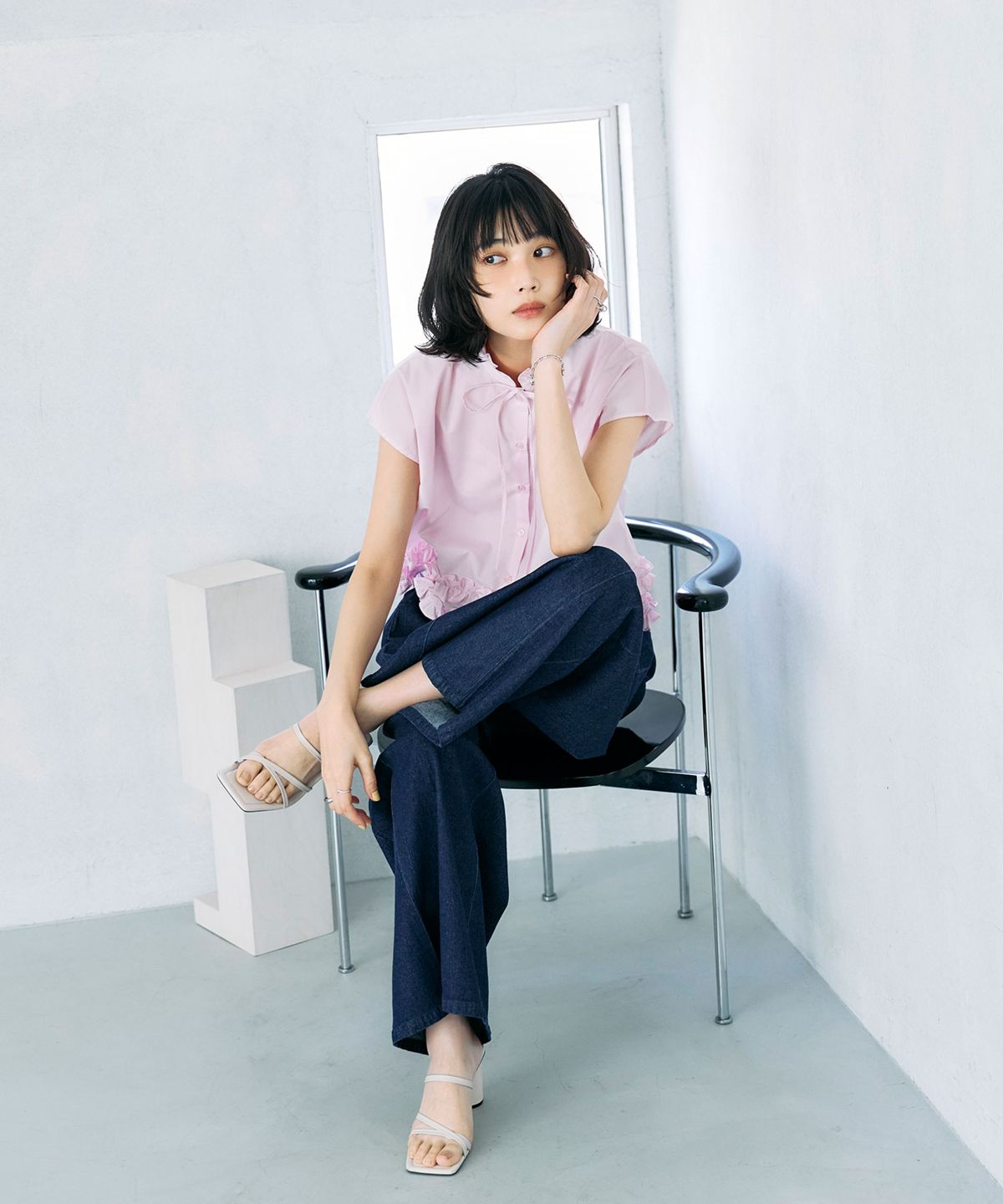 林田岬優さん着用】 サイドタックデニムパンツ