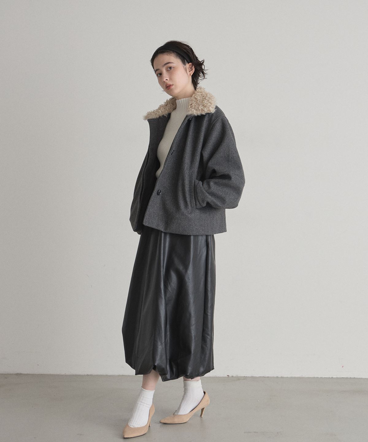 オフィシャルサイト限定】フェイクレザーバルーンスカート