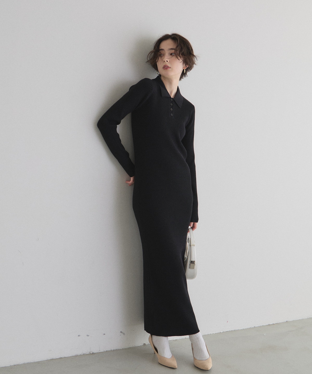 オフィシャルサイト限定】ポロニットロングワンピース