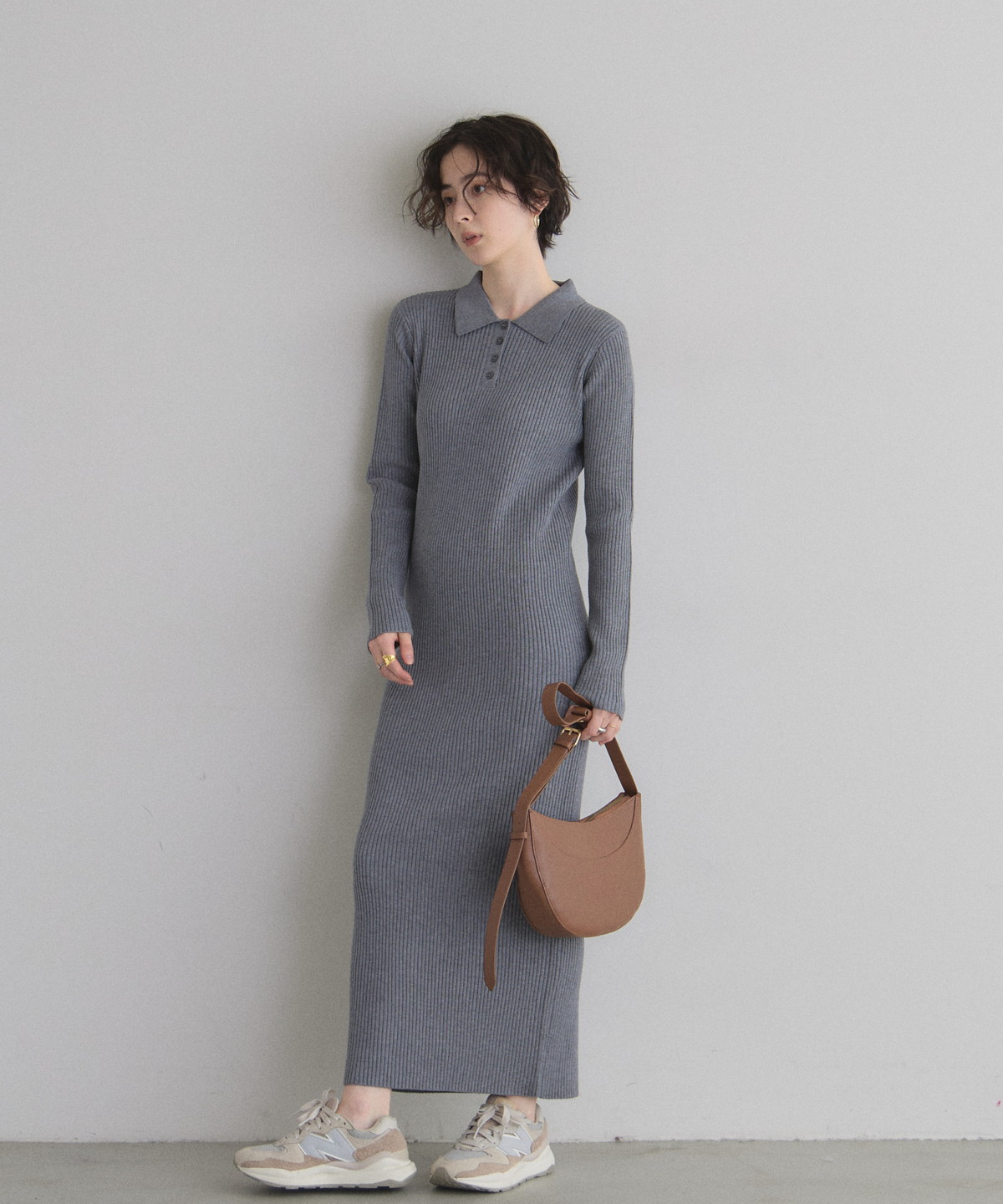 オフィシャルサイト限定】ポロニットロングワンピース