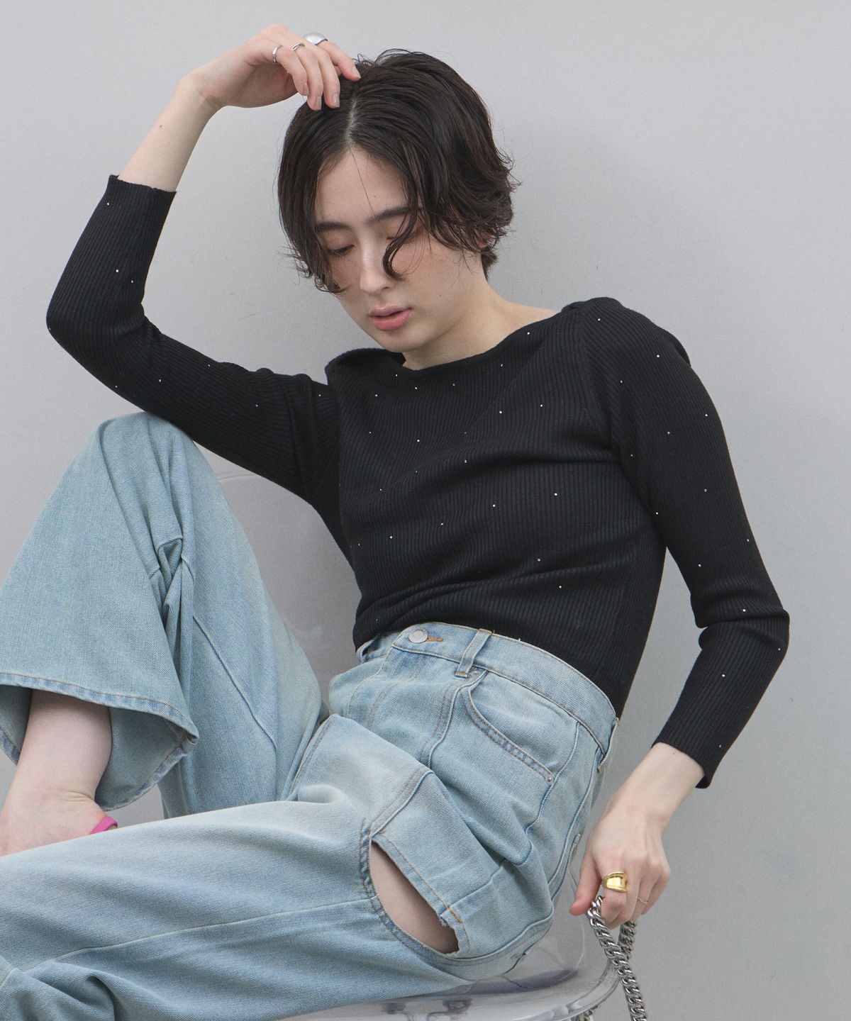 オフィシャルサイト限定】サイドカットデニムストレートパンツ