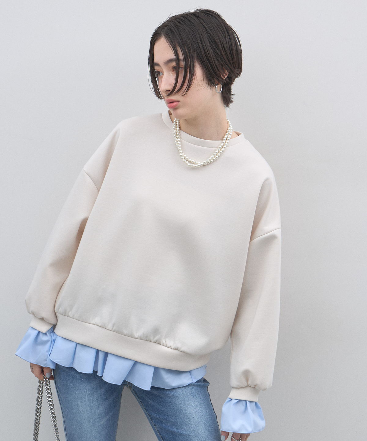 オフィシャルサイト限定】フリルヘムレイヤード風スウェット
