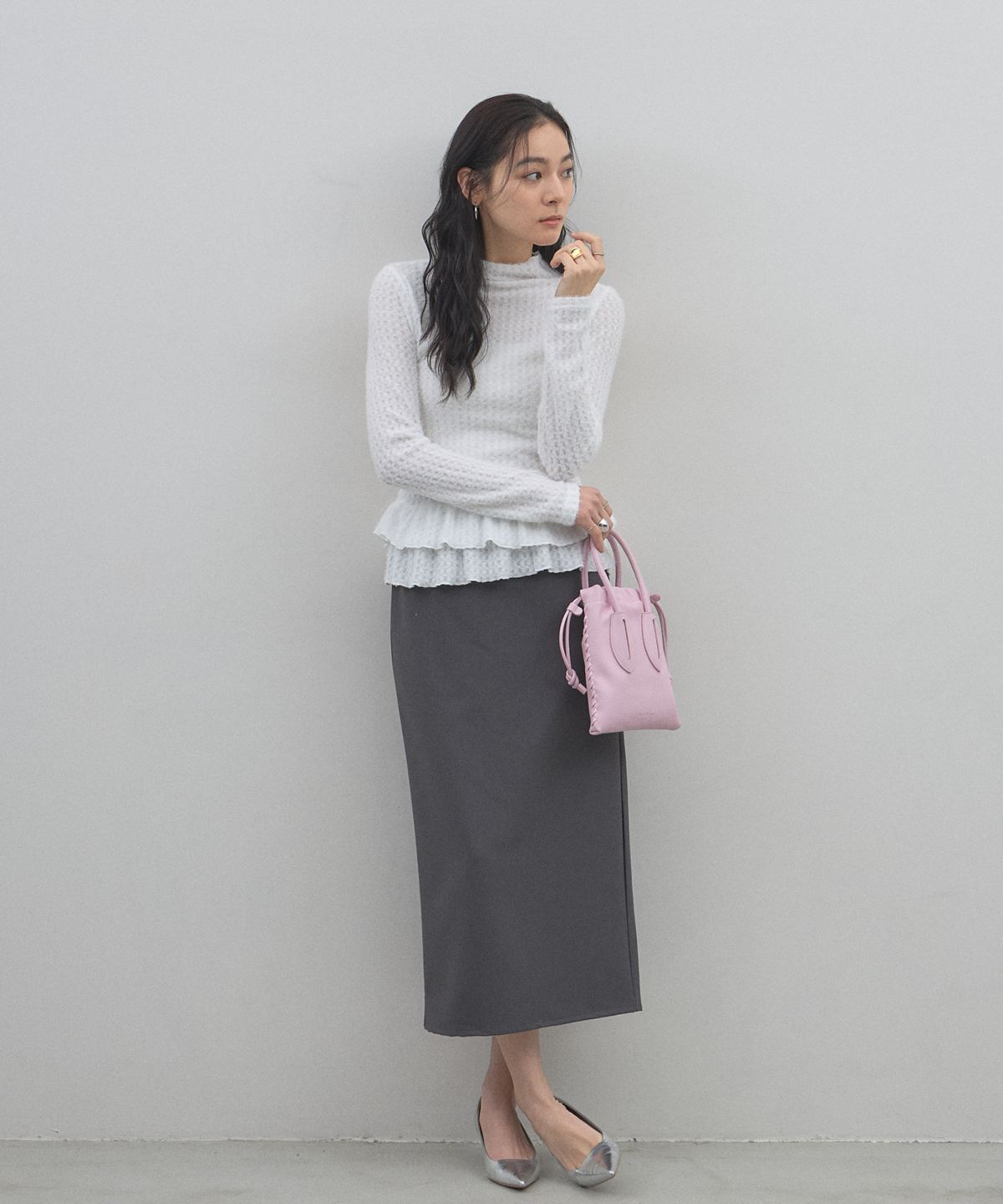 オフィシャルサイト限定】スクエアジャガードペプラムトップス