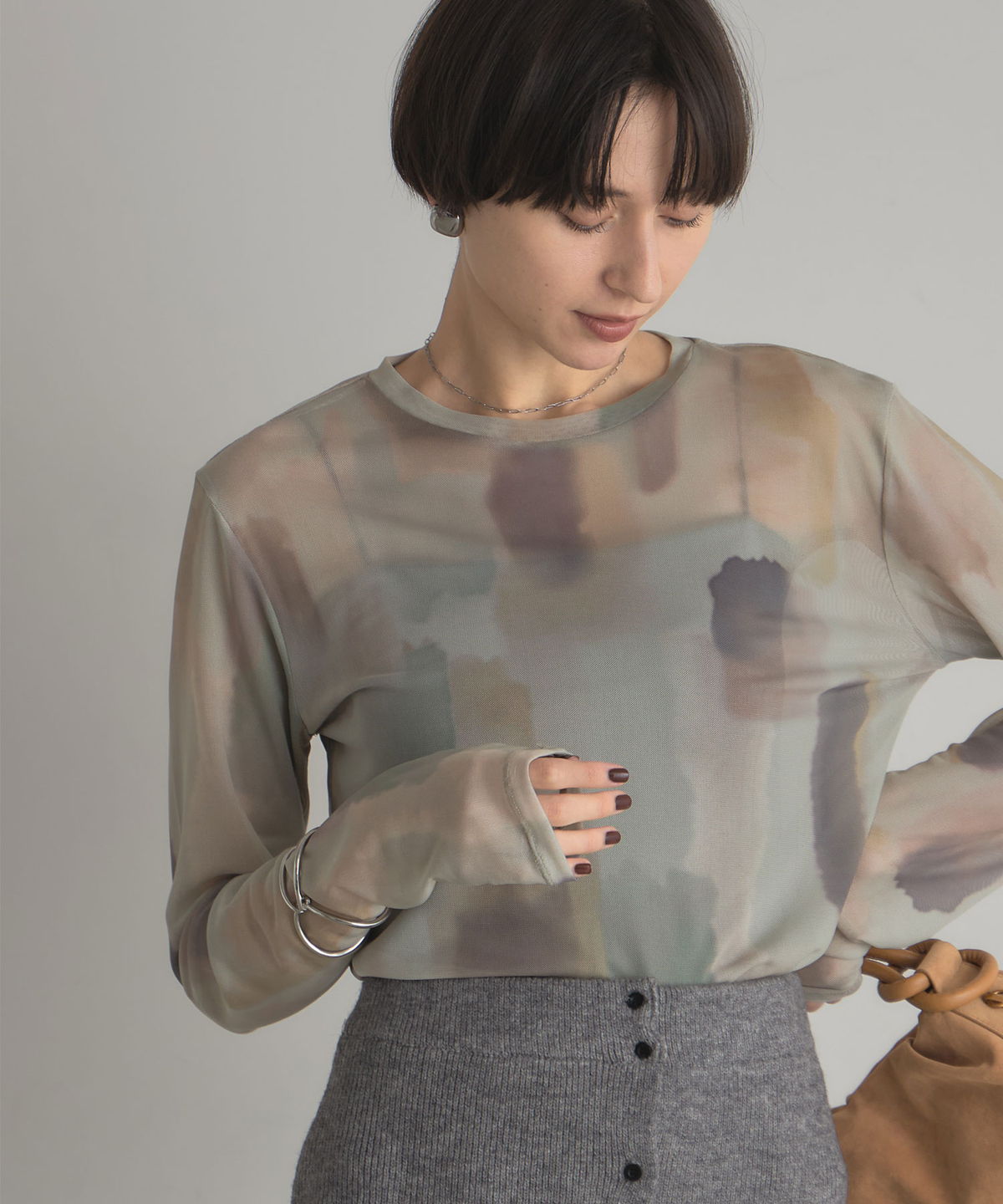 ARVELLIA】WATERCOLOR ART SHEER TOPS